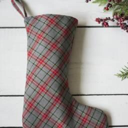 Grey Farmhouse Plaid Christmas Stockings - thumbnail 2