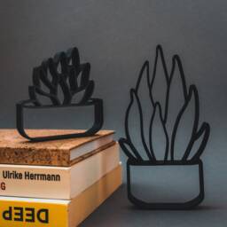 Succulent Set - Line Art 3D Print Gift Idea & Decoration For Plant Lovers - thumbnail 3