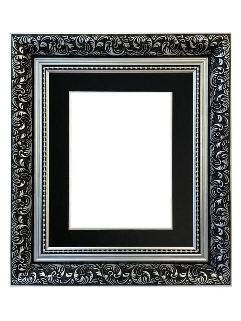 Dahlia Silver Ornate Photo, Picture Frame With Black Mount - image 1