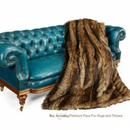 Golden Brown Wolf Stripe Faux Fur Throw - Minky Lined