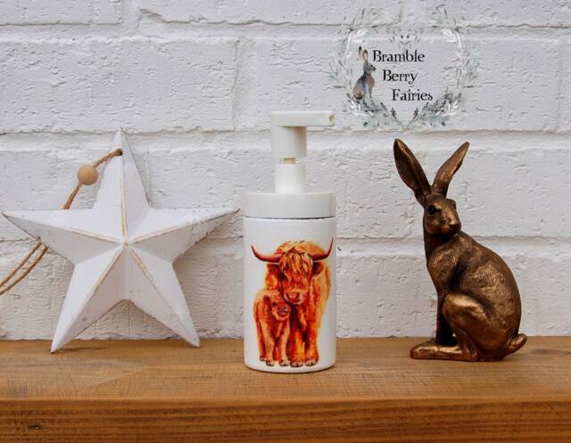 Highland Cow Coo Soap Dispenser Hand Wash Glass Handmade - image 1