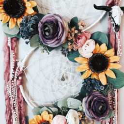 Boho Sunflower Dreamcatcher, 3 Tier Floral Wall Hanging - thumbnail 3