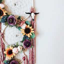 Boho Sunflower Dreamcatcher, 3 Tier Floral Wall Hanging - thumbnail 2