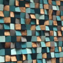 Large Reclaimed Pine Wood Wall Art - Blue Mosaic Decor - thumbnail 4