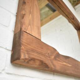 Wood Mirror - 10cm X 5cm Main Image Deep Oak Irregular Design Chunky Distressed Driftwood Style Chic Dark - thumbnail 3