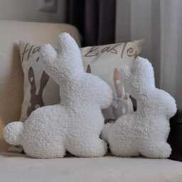 Bunny Shaped Pillow - Easter Decor - Rabbit Plush Spring Toy Room Gift - thumbnail 3