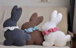 Bunny Shaped Pillow - Easter Decor - Rabbit Plush Spring Toy Room Gift - thumbnail 1