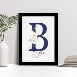 Personalised Floral Initial Name Print - Custom Wall Art Framed Gift - thumbnail 2