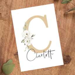 Personalised Floral Initial Name Print - Custom Wall Art Framed Gift - thumbnail 3