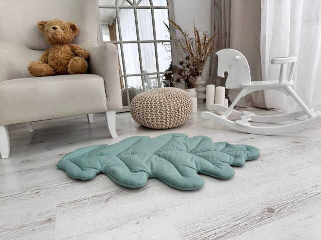 Woodland Leaf Baby Play Mat Organic Cotton Tummy Time Rug - image 1