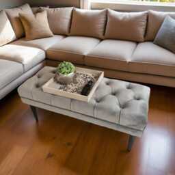Chesterfield Plush Velvet Ottoman - Silver Tufted Footrest With Black Legs - thumbnail 3