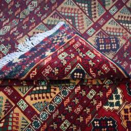 Yellow 7x10 Ft Turkmen Parda Bukhara Rug, Afghan Hand Knotted Wool Area Rug, Tribal Turkoman Oriental Bedroom Living Room Rug - thumbnail 4