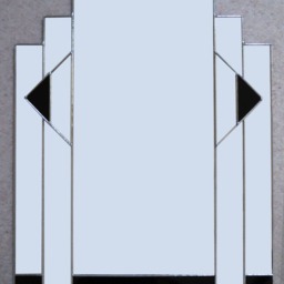 Art Deco Black Mirror - Rectangular Hand Made Stained Glass - thumbnail 2