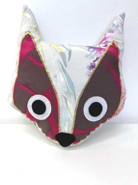 Floral Fox Pillow, Purple-Eyed Nursery Cushion - image 1