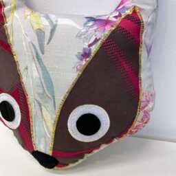 Floral Fox Pillow, Purple-Eyed Nursery Cushion - thumbnail 4