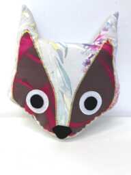 Floral Fox Pillow, Purple-Eyed Nursery Cushion - thumbnail 1