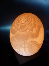 Rosa, Exceptional Table Lamp Made From A Carved Ostrich Eggshell - thumbnail 1