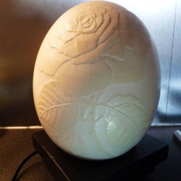 Rosa, Exceptional Table Lamp Made From A Carved Ostrich Eggshell - thumbnail 2