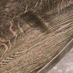 Hand-Crafted Solid Oak Round Dining Table, Black Metal Base - thumbnail 3