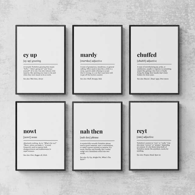 Yorkshire Dialect Funny Definitions Set Of 6 Prints, Slang, Northern Humour Wall Decor - image 1