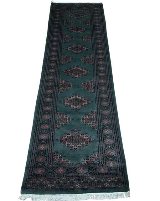 2.3x8 Emerald Green Bokhara Rug - Runner Hallway Luxury Bukhara Fine Quality Woolen Afghan - image 1