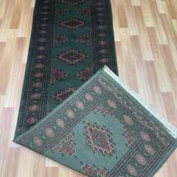 2.3x8 Emerald Green Bokhara Rug - Runner Hallway Luxury Bukhara Fine Quality Woolen Afghan - thumbnail 4