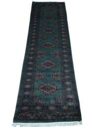 2.3x8 Emerald Green Bokhara Rug - Runner Hallway Luxury Bukhara Fine Quality Woolen Afghan - thumbnail 1