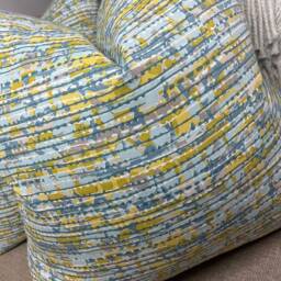 Green Blue Grey Cushion Cover , Modern Pillow Decorative Cover, Double Sided - Handmade - thumbnail 3