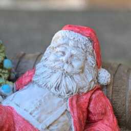 Stone Lying Santa Claus Statue Handmade Holiday Figurine Concrete Father Christmas Ornament Winter Garden Decor Festive Art Gift - thumbnail 2