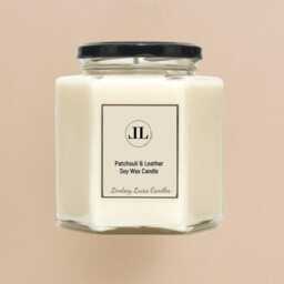 Patchouli & Leather Candle, Woody Masculine Earthy Herbal Fragrance, Strong Scented Candles - thumbnail 3