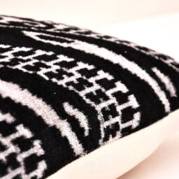 Black Silk Velvet Ikat Pillow Cover, Handmade Decorative Cushion - thumbnail 3