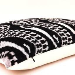 Black Silk Velvet Ikat Pillow Cover, Handmade Decorative Cushion - thumbnail 2