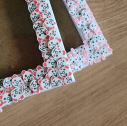 White Rabbit Faces With Pink Ears Or Teddy Bear Red Clay Slices Photo Frame 4 X 6 Inches - thumbnail 1
