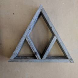 Diamond Triangle Shelf Geometric Wood Art Crystal Display Shelf Reclaimed Wooden Shelves Wall Boho Hanging - thumbnail 3
