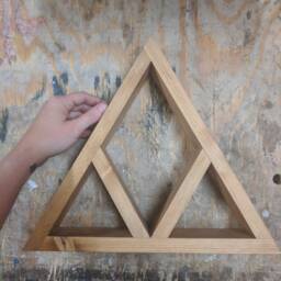 Diamond Triangle Shelf Geometric Wood Art Crystal Display Shelf Reclaimed Wooden Shelves Wall Boho Hanging - thumbnail 2
