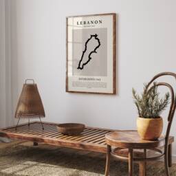 Lebanon Map Vintage Abstract Wall Art Print Picasso + Matisse Inspired Travel Poster - thumbnail 3