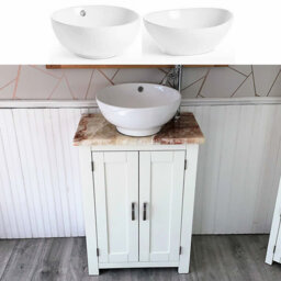 Bathroom Vanity Unit - White Slimline Cabinet Onyx Worktop 310Pgocbc - thumbnail 1