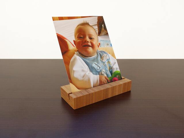 Wood Photo Holder. Wooden Postcard Card Office Display. Bamboo - image 1