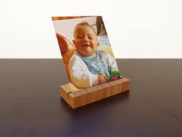 Wood Photo Holder. Wooden Postcard Card Office Display. Bamboo - thumbnail 1
