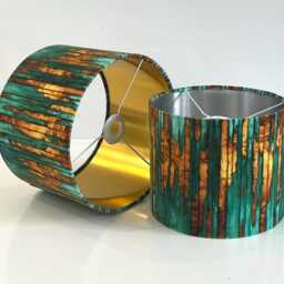 Handmade By Order Luxurious Abstract Jade Green Teal Gold Drum Velvet Lamp Shade Pendant Light All Sizes & Shapes Available - thumbnail 2