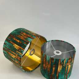 Handmade By Order Luxurious Abstract Jade Green Teal Gold Drum Velvet Lamp Shade Pendant Light All Sizes & Shapes Available - thumbnail 4