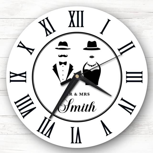 Gentleman & Lady Silhouettes Romantic Personalised Gift Clock - image 1