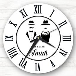 Gentleman & Lady Silhouettes Romantic Personalised Gift Clock - thumbnail 1