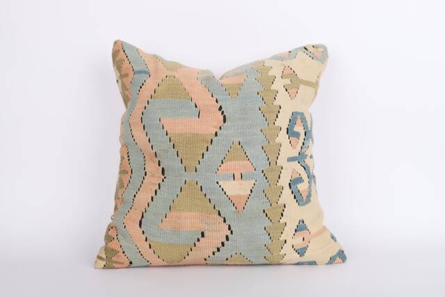 20'' Aztec Kilim Pillow Cover Handwoven Turkish Wool - image 1