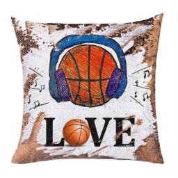 Love Basketball Sequin Cushion Cover Earphone Pillowcase Headset Magic Pillow Giforue - thumbnail 1