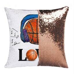 Love Basketball Sequin Cushion Cover Earphone Pillowcase Headset Magic Pillow Giforue - thumbnail 2