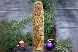 Norse God Odin Hand Carved Wooden Statue Viking Decor - 9.84 Inches