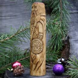 Norse God Odin Hand Carved Wooden Statue Viking Decor - 9.84 Inches - thumbnail 2