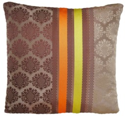Designers Guild Cushion Cover Silk Woven Fabric Perrault Orange Yellow Stripes Brown Taupe 16