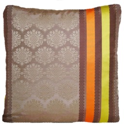 Designers Guild Cushion Cover Silk Woven Fabric Perrault Orange Yellow Stripes Brown Taupe 16 - thumbnail 2